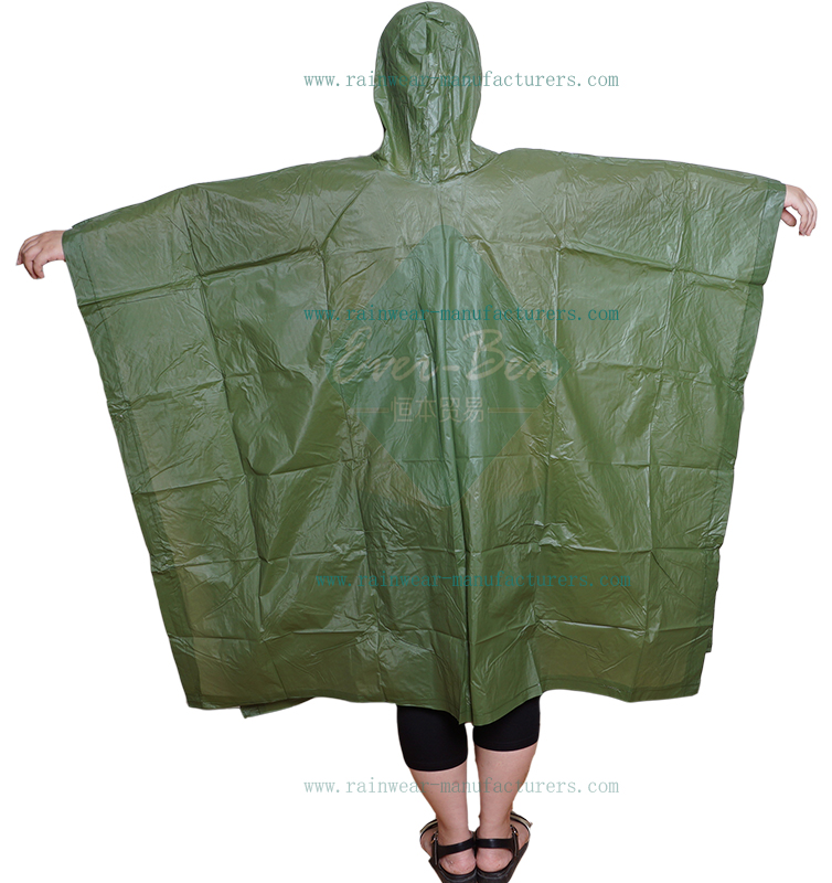 Green PVC rainproof poncho